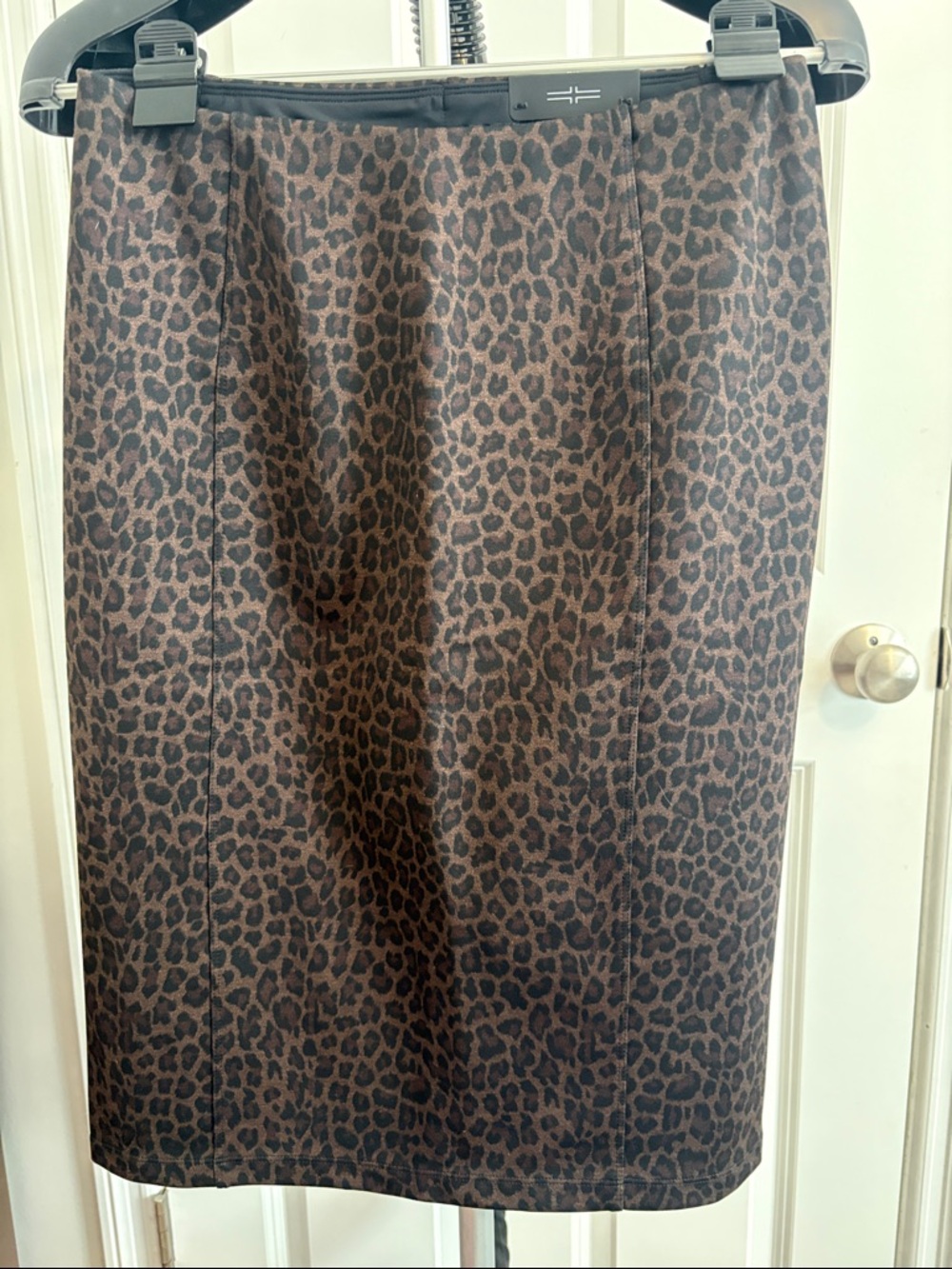 Liverpool Leopard Print Pencil Skirt in Brown and Black